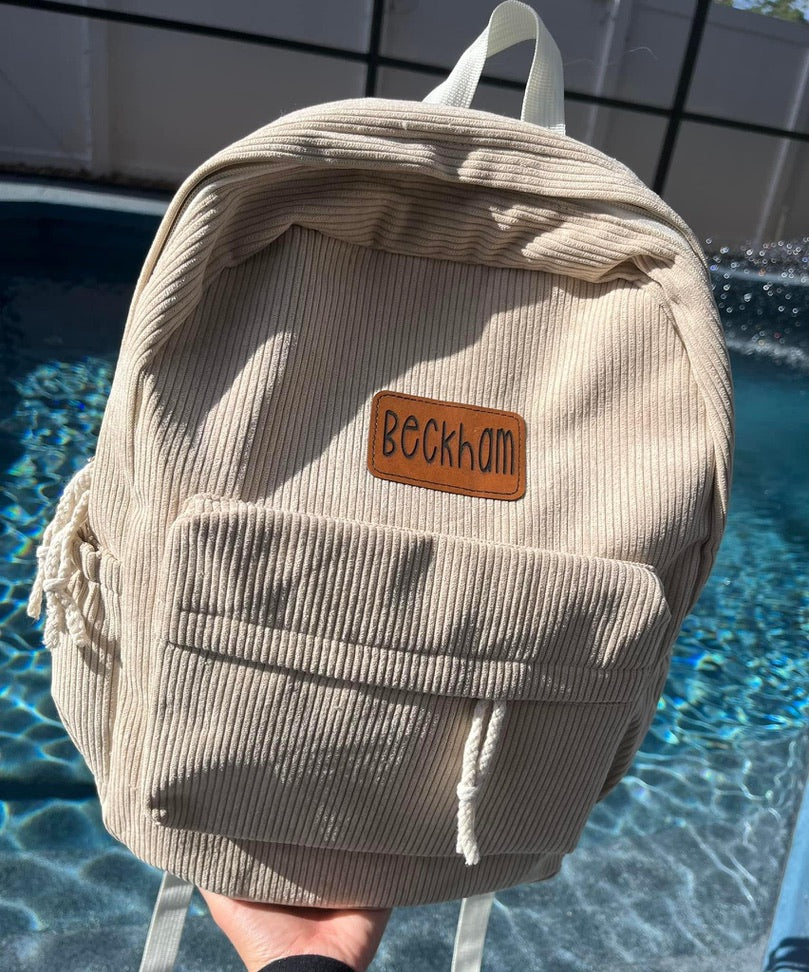 Tan Corduroy Backpack